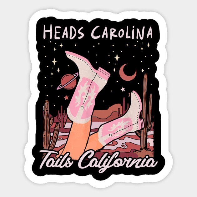 Heads Carolina, Tails California Desert Cowgirl Boot Sticker by GodeleineBesnard